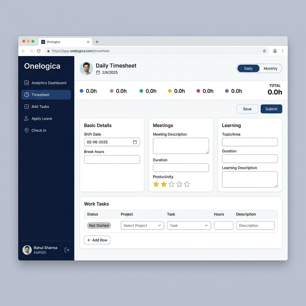 Productivity Tracker screen 1